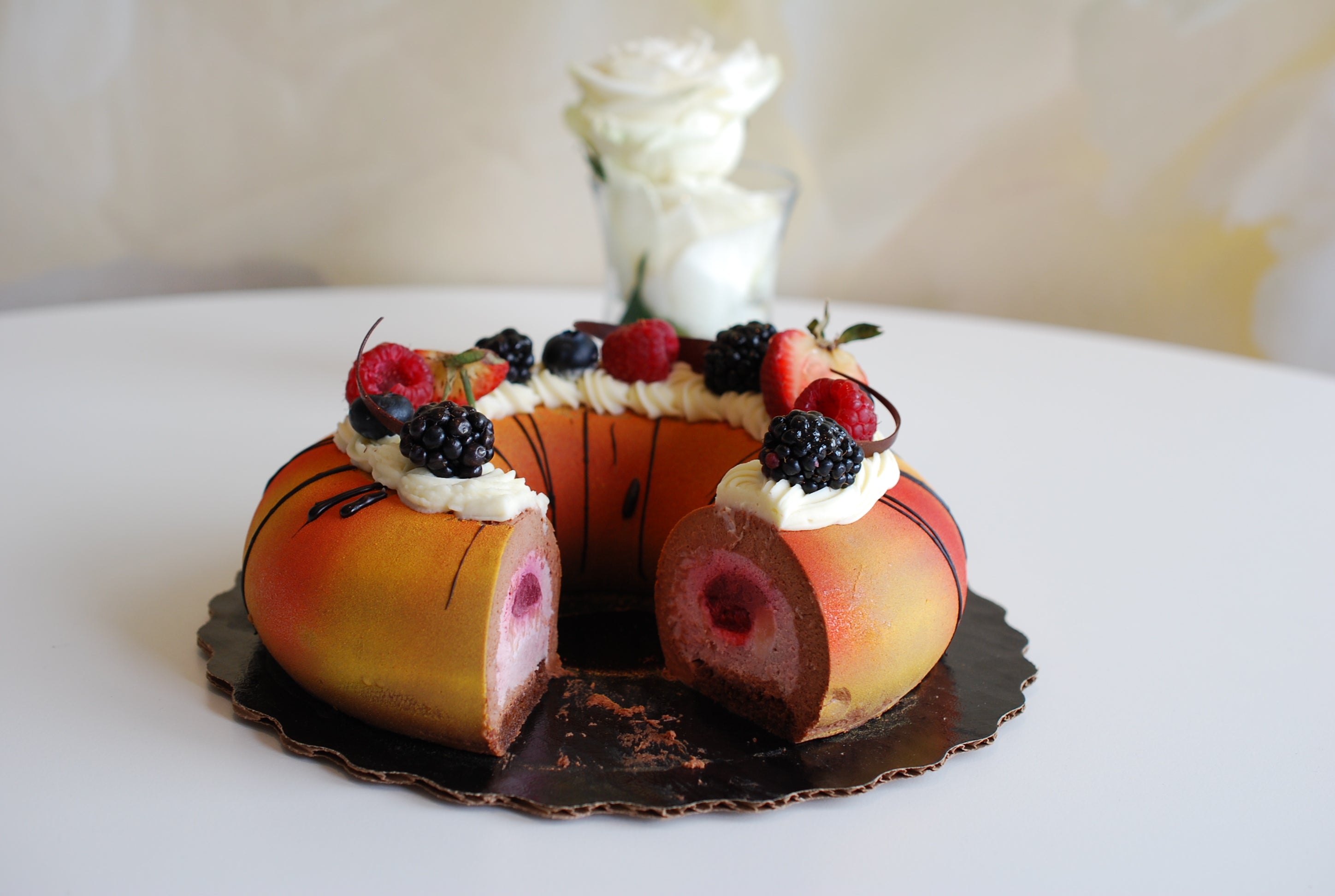 Raspberry Chocolate "Donut" Cake