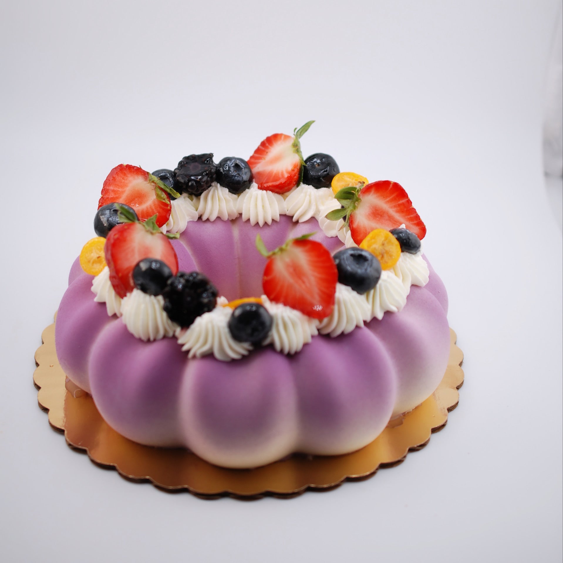 A Piece of Purple Violet Cake with Lavander and Berries Served on a White  Plate Over Purple Background. Stock Photo - Image of tart, rustic: 224043860